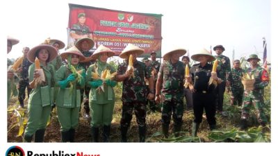 PJ Bupati Bekasi Bersama Pangdam Jaya Hadir Dalam Rangka Panen Raya Jagung Di Food Estate Terpadu Cibitung