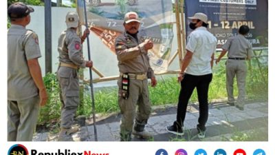 Satpol PP Sumenep Turunkan Puluhan Spanduk, Baleho dan Banner