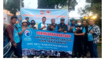 DPC Partai Gelora Setu Kabupaten Bekasi, Salurkan Bantuan Kepada Korban Gempa Cianjur