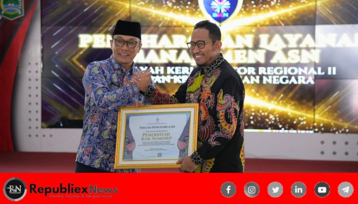 Bupati Sumenep Terima Penghargaan BKN atas Layanan NIP Terbaik