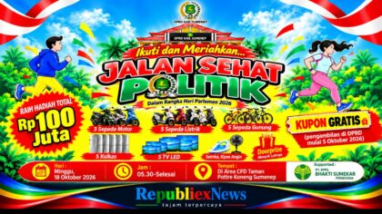 Poster Jalan Sehat Politik DPRD Sumenep dalam rangka Hari Parlemen 2026 dengan hadiah total Rp100 juta.
